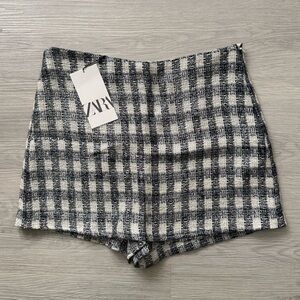 Zara Black and White Metallic Shiny Skort